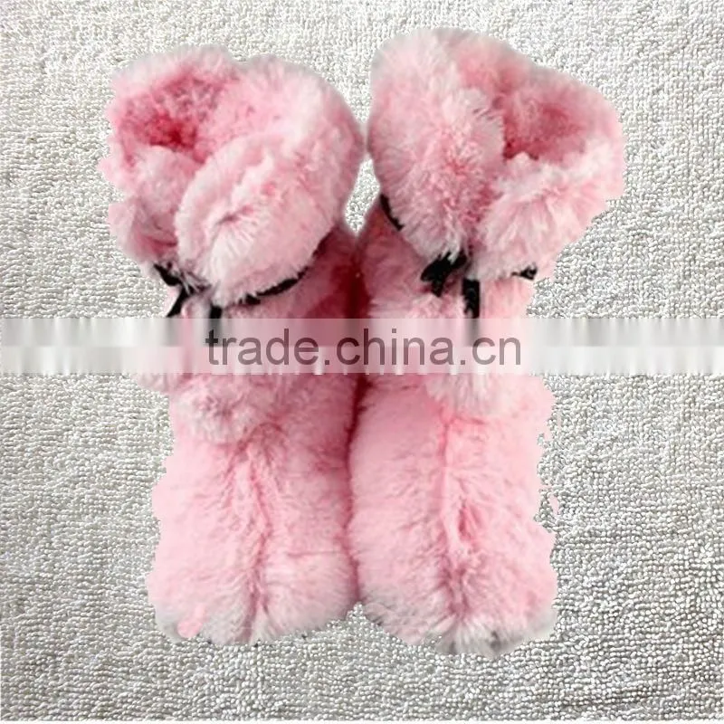 New Ladies Cosy Winter Soft Furry Pom Pom Slippers Boots