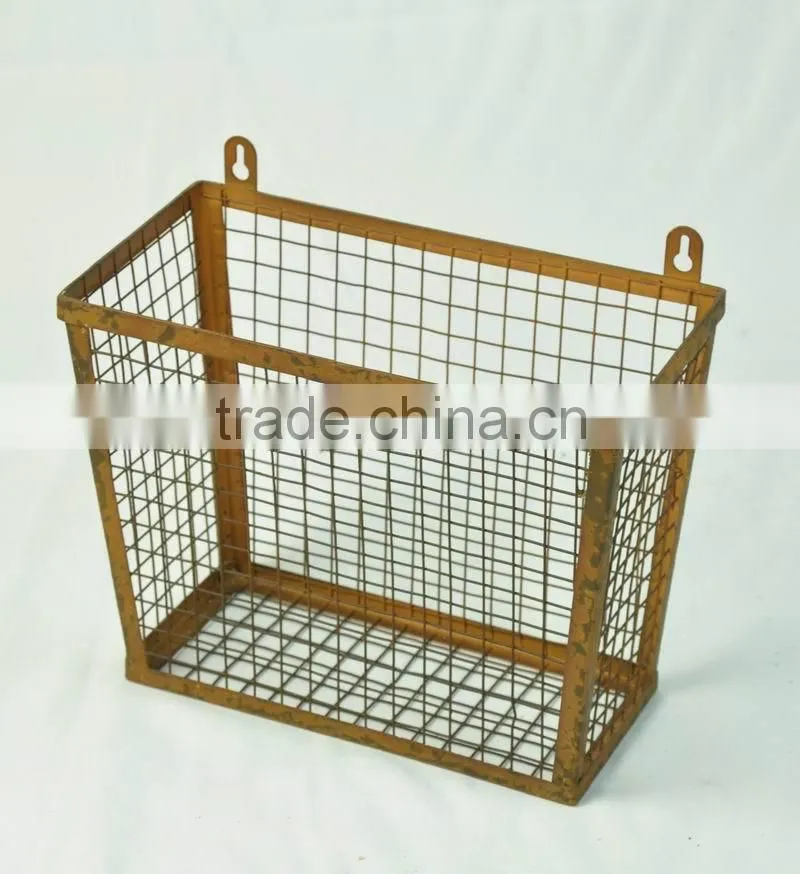 Rustic metal wall mounted baskets