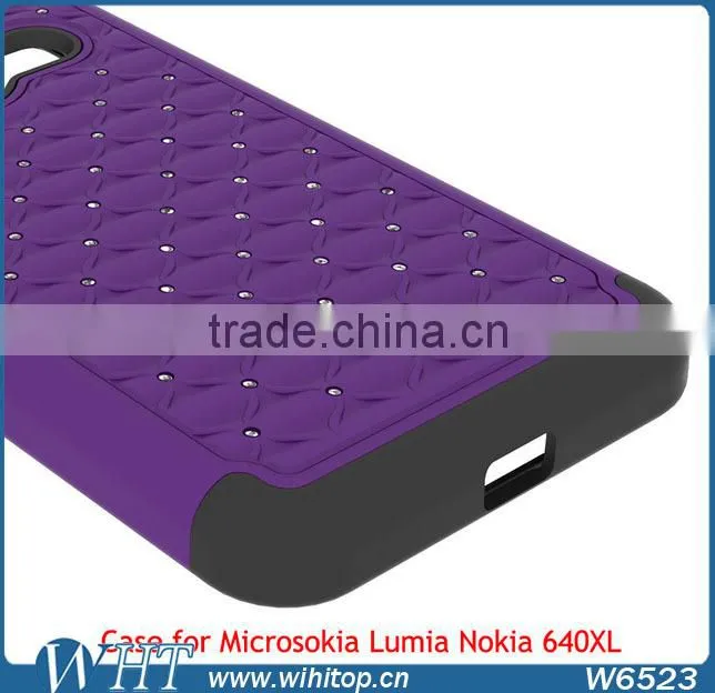 Starry Diamond Silicone+PC Phone Cover for Nokia Lumia 640 XL, Shockproof for Lumia 640 XL Hybrid Case