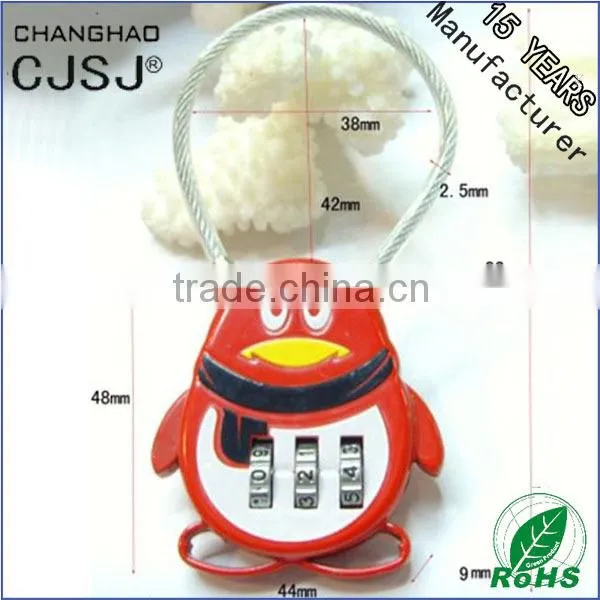 CJSJ Hot Sale Cute QQ Cable Padlock CH-QQ Combination Security Padlock