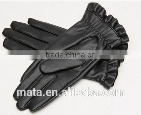 Hot Selling Outdoor Winter Warm PU Leather Touch Screen Gloves For Ladies