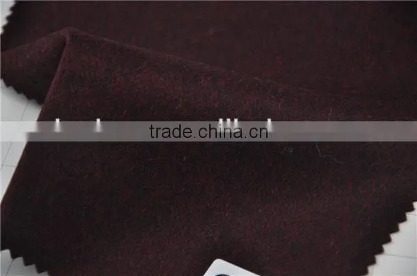 Wholesale super fine woolen wool nylon wine red tweed fabric for winter coats