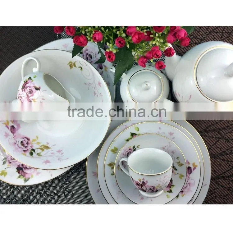 competitive elegance flower decal printed stoneware dinnerware sets dubai porcelain dinner set