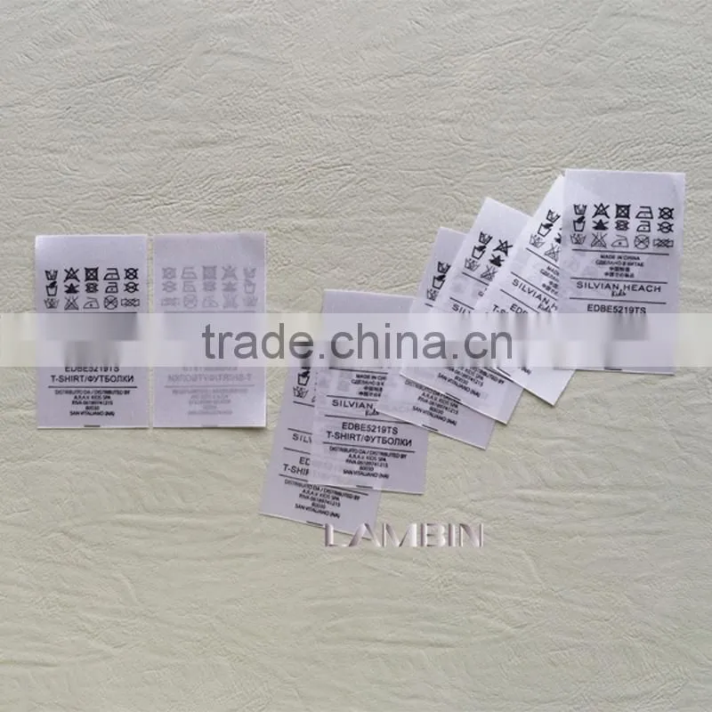 Printed Satin ribbon washing care symbol mark label for European dress