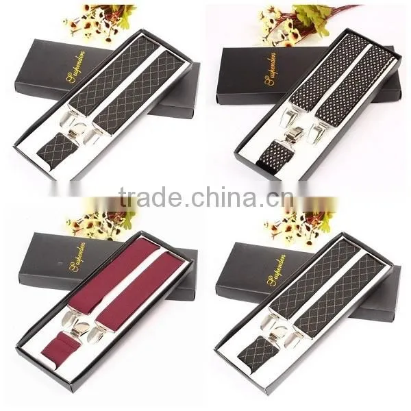 Men's Jacquard Leather Brace for Trousers/ Suspender With a gift box