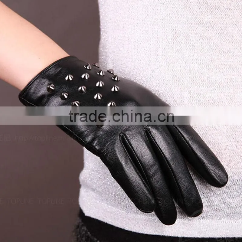 2016 lady protect hand sheepskin leather gloves with stups
