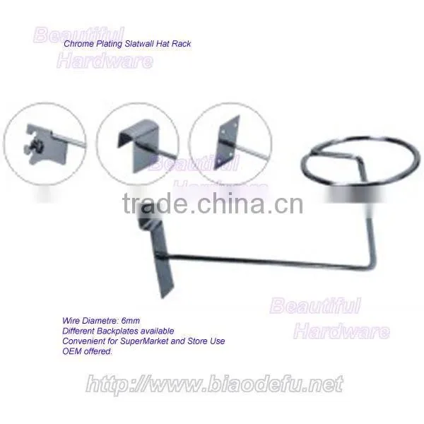 Chrome plating slatwall hat display