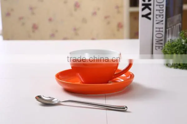color glaze porcelain coffee cup with saucer