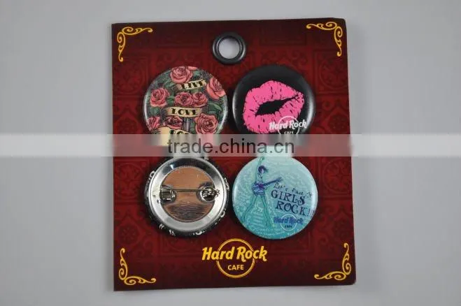 badge button with safety pin
