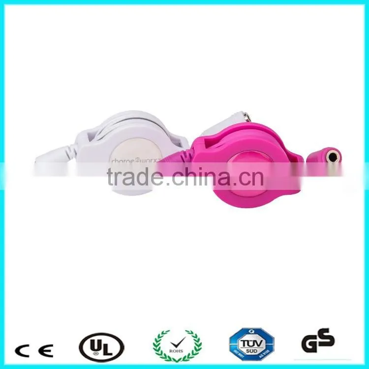 3.5mm male to 3.5mm female aux jack retractable cable