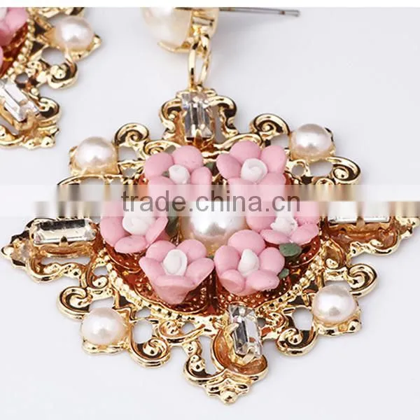 instock enamel beads soft ceramic shaped flower earring