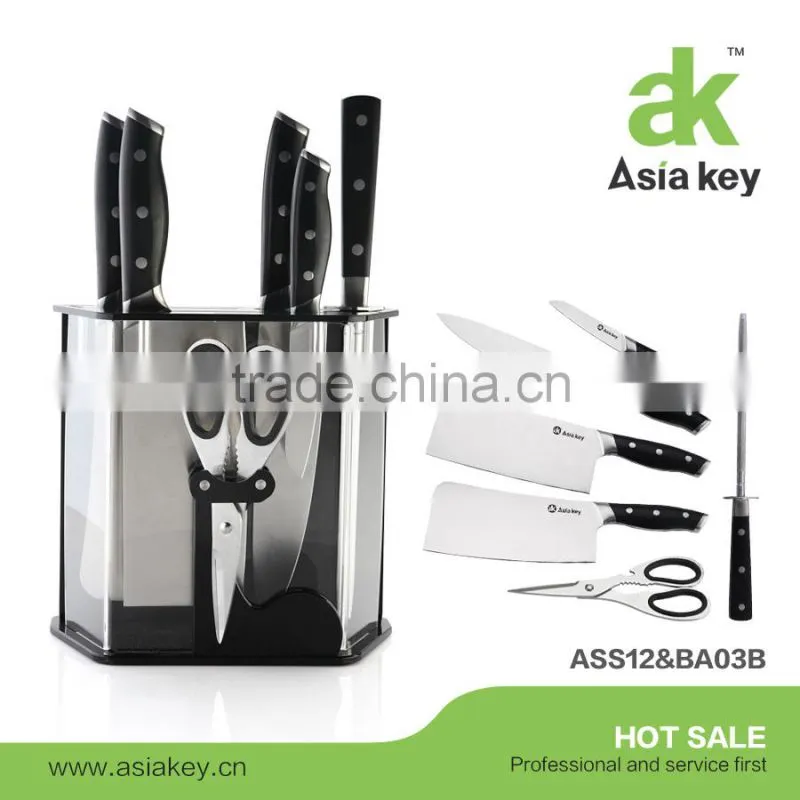 ABS+S/S 430 handle,high class knife set, wooden block with sharpener