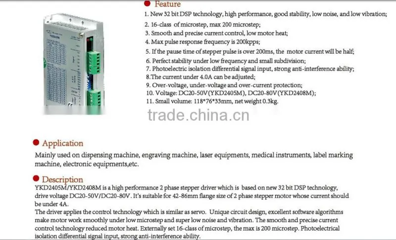 Digital Signal Processing Stepper Motor Driver YKD2408M