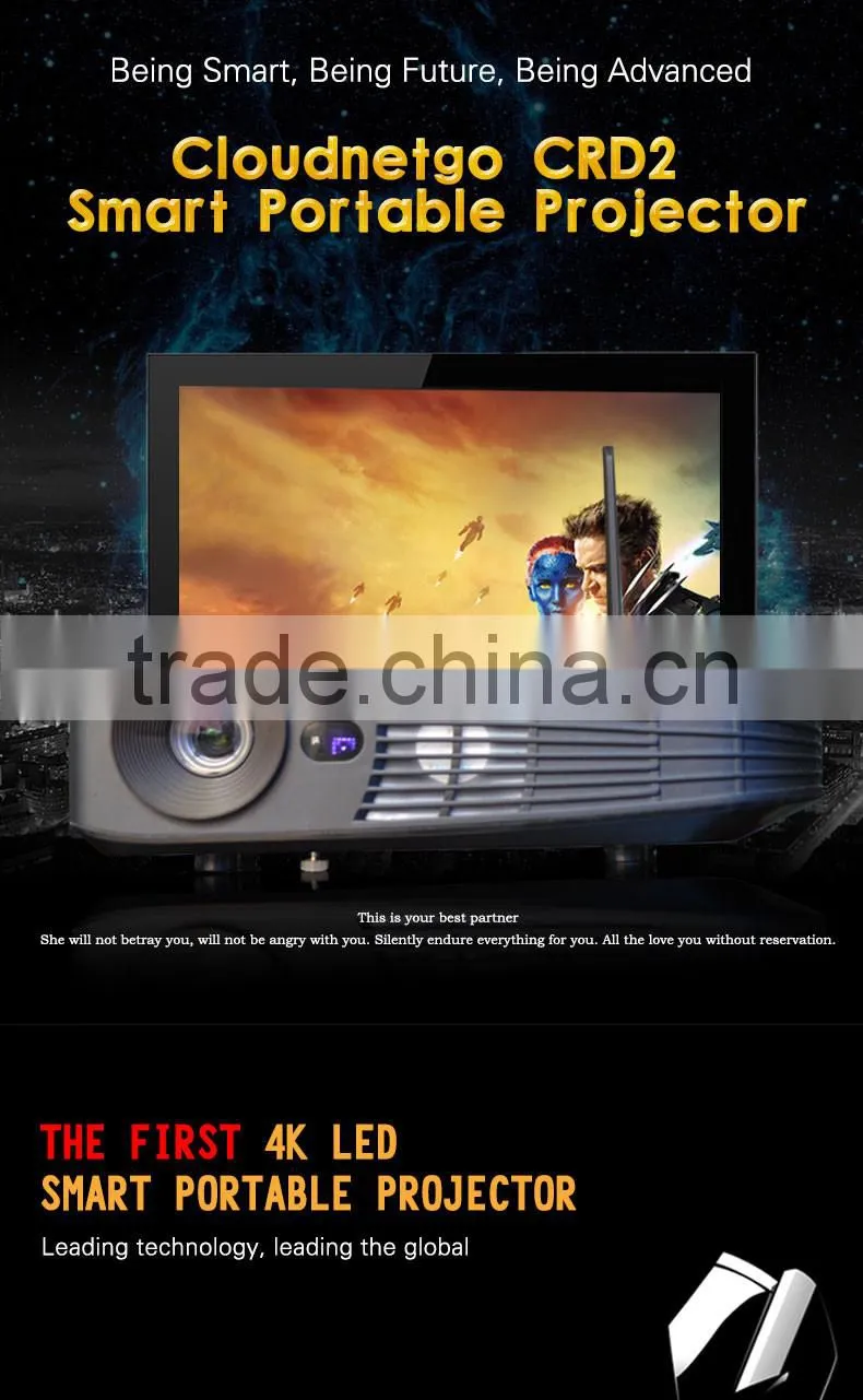 Android4.4 OS Ultra Quad Core DLP 3D Projector 1080P Infocus Projector
