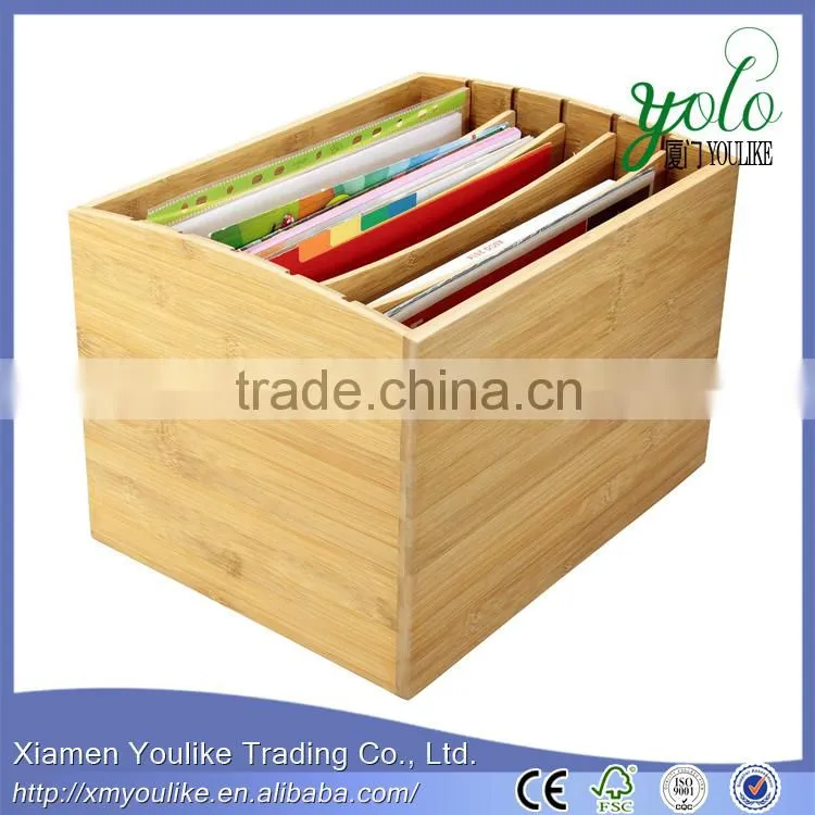 5 Compartments Document Organiser Storage Bamboo Desktop File Sorter