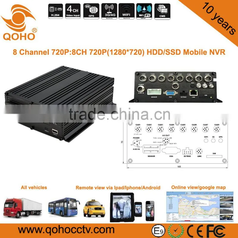 8-channel 720P Mobile NVR ,GPS,3G, WIFI