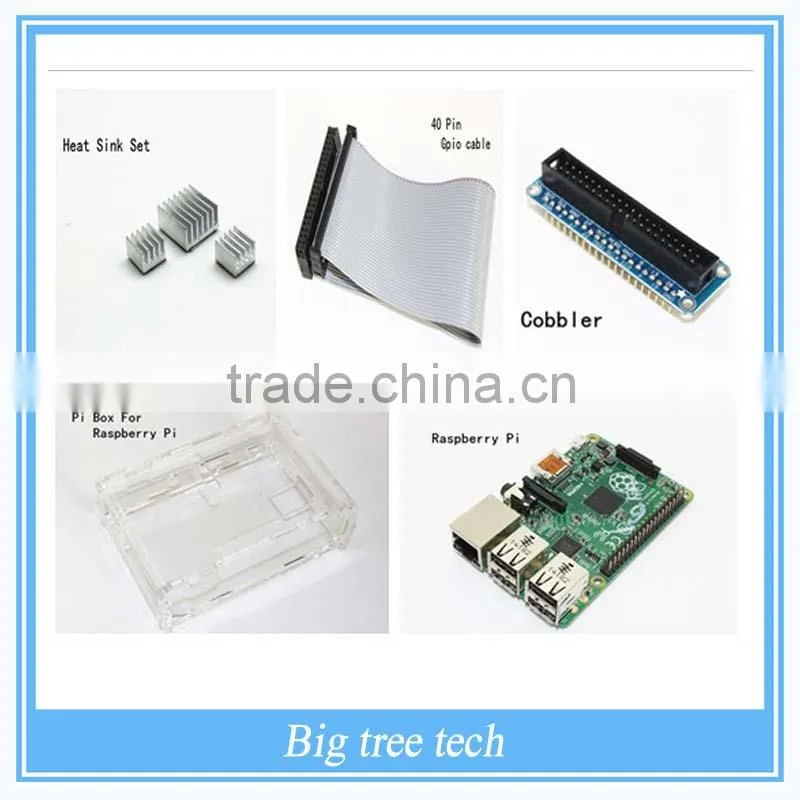 5 IN 1 Raspberry Pi Model B plus Board + 3 heat sinks + Pi Cobbler GPIO + 1 board case l+1pcs cable