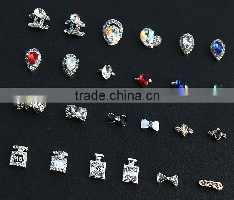 perfume bottle big stone drop shape metal jewelry for nail decorator