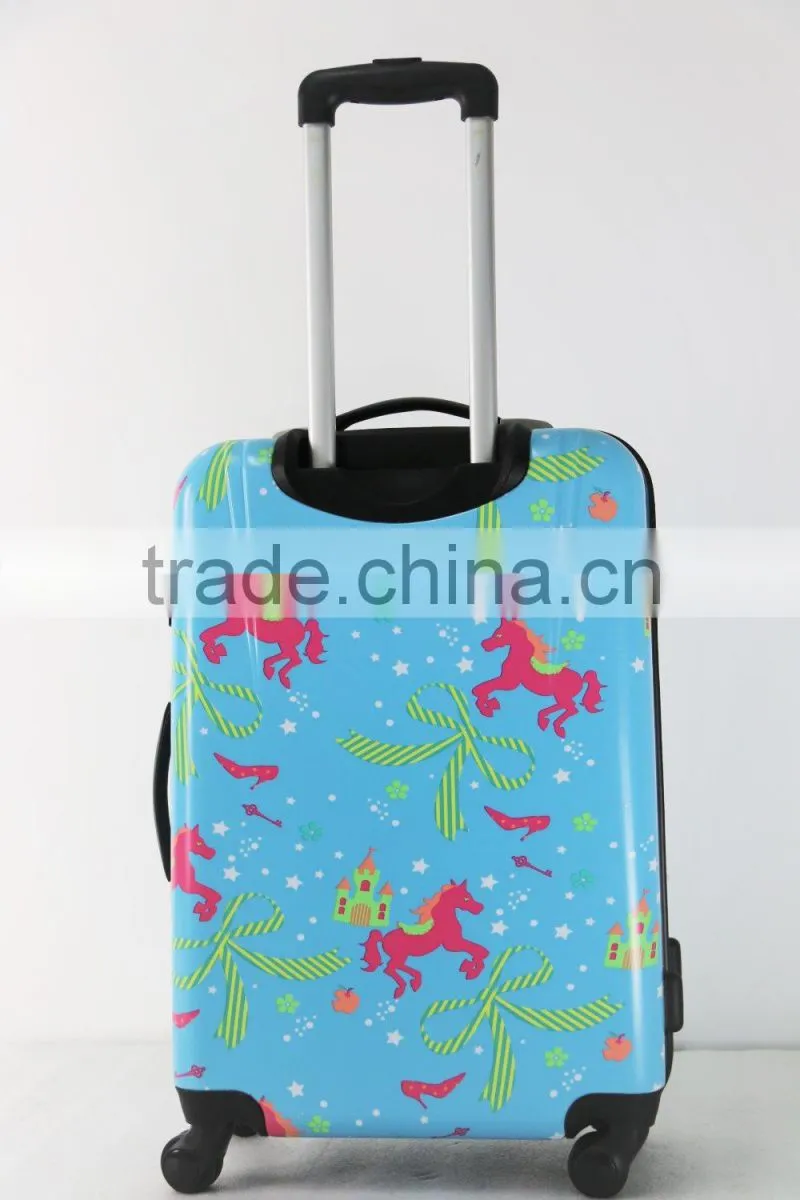 Shinny printed designing colorful figures ABS+PC trolley luggage case
