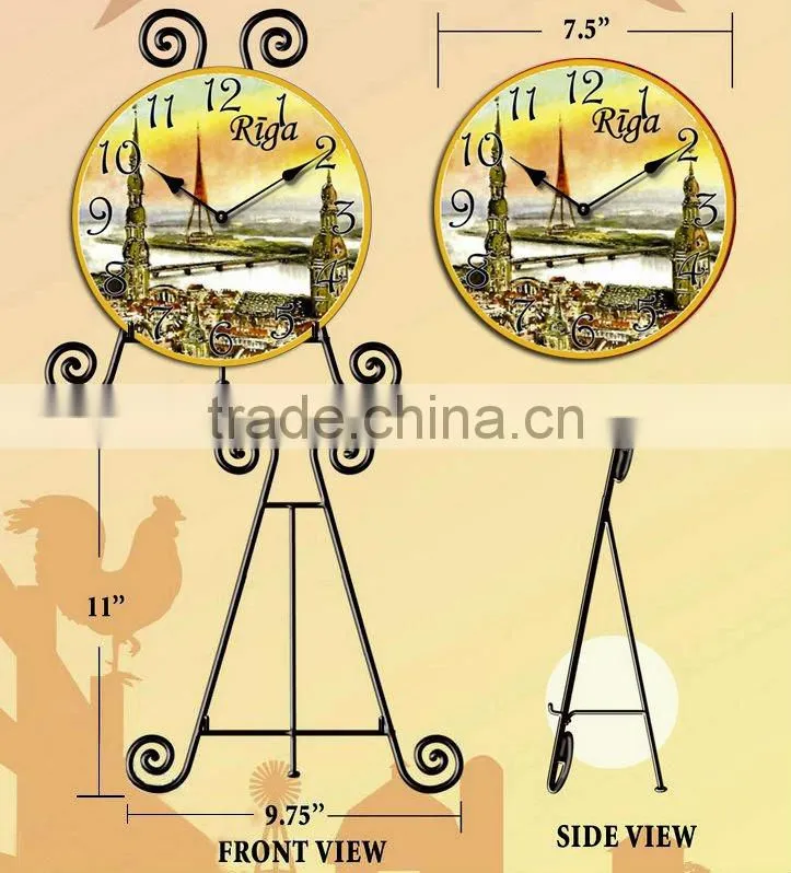 Decorative Wood table clock with easel /Decorative wooden table clock with easel/Decorative table top clock