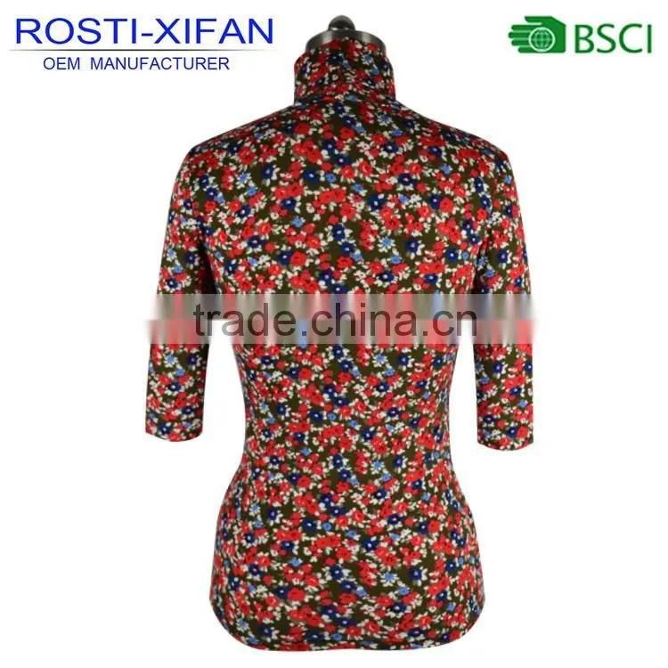 Newest Flowers Printed Softtextile T-Shirt Short Sleeve for Women