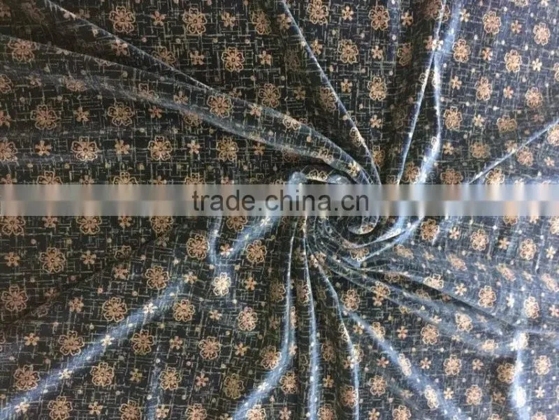 Hot Selling KS Velvet Flower Lacquer Print Velvet for Dress to Middle East