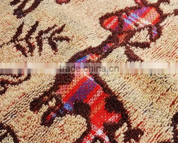Yarn dyed Jacquard cotton hand towel with animal pattern