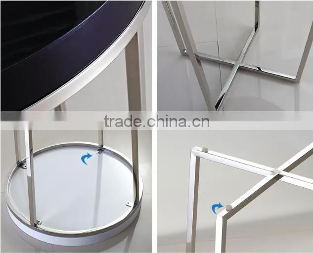 2016 simple round wooden material stainless steel table
