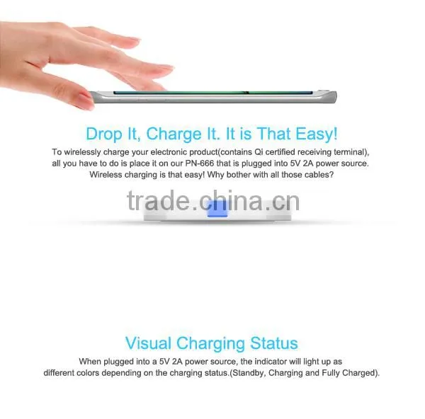 PN666 2015 new 5v 2a universal qi standard wireless charger for Samsung s6