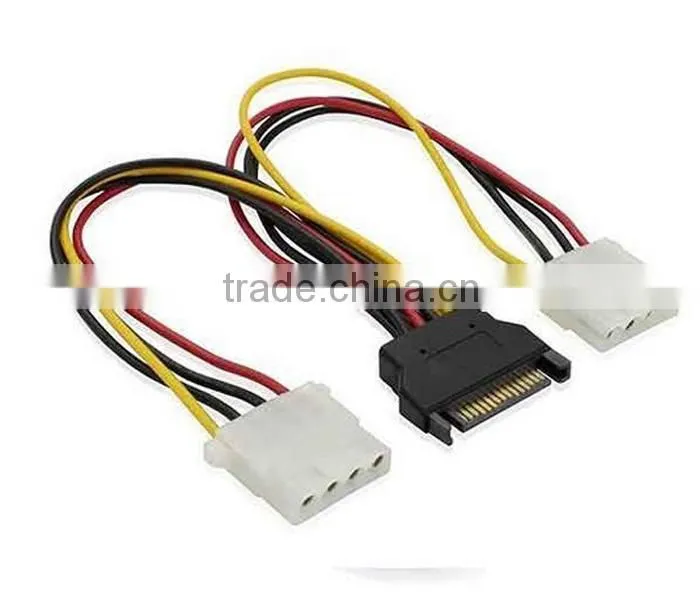 SATA 15pin male to dual 4pin Molex female sata power cable