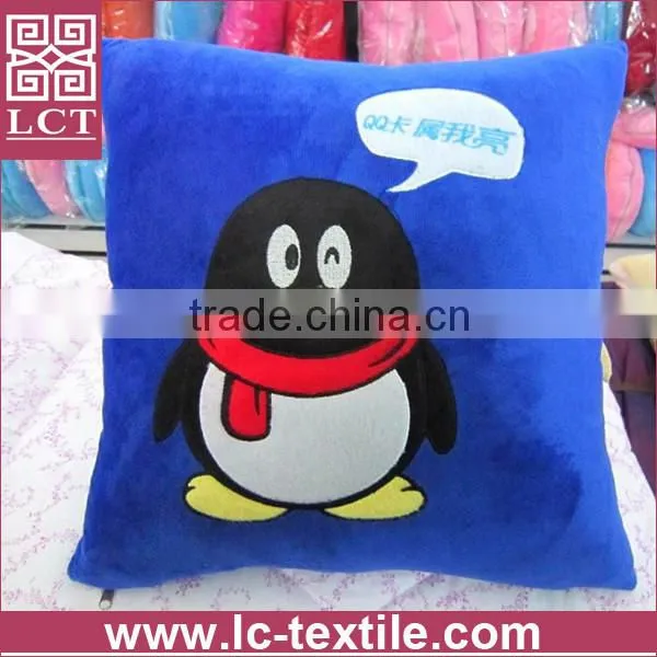 2015 newest Made of 100% polyester fiber plush square pillow with high quality patch embroidery(LCTP0137)