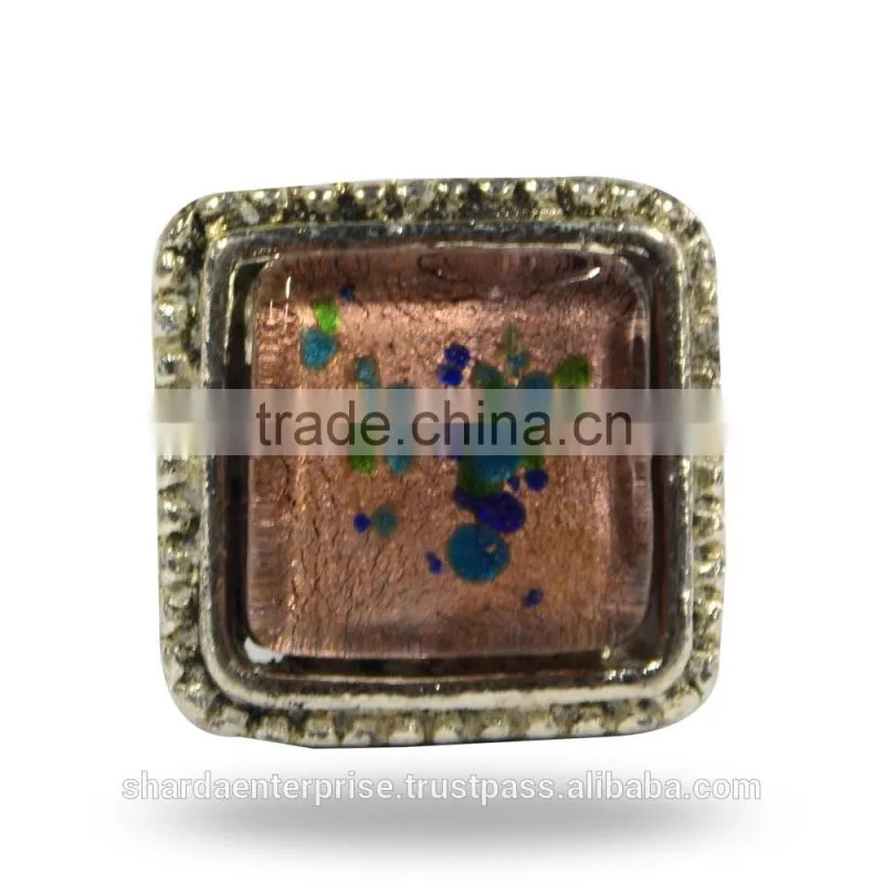 Metal & Glass square Knob (Pink)