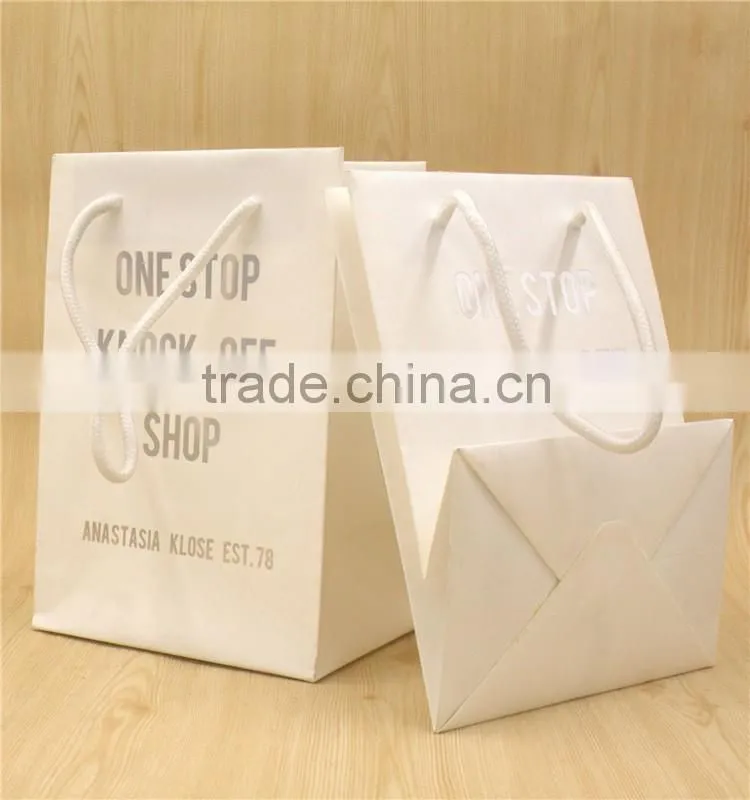 White Rope handle Wine Paper Bag With Foil Logo