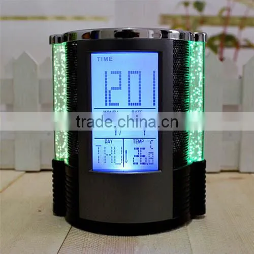 pen holder with flashing colour LED and calendar
