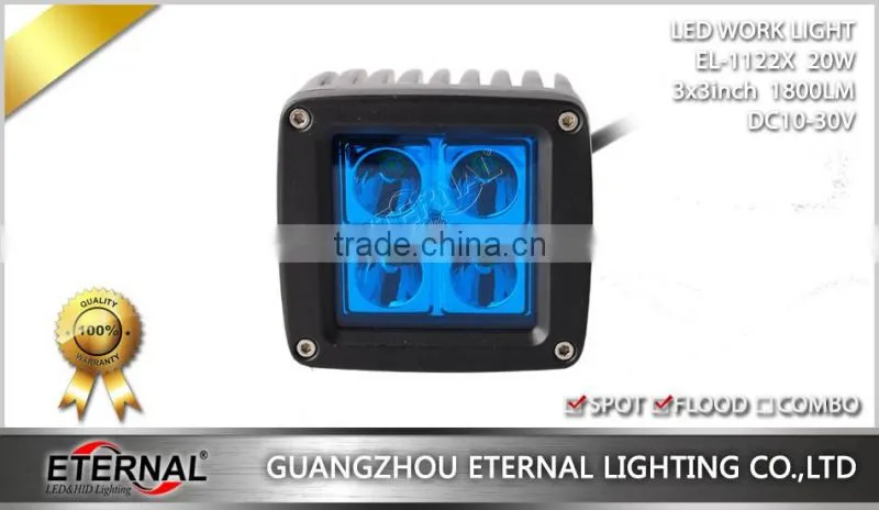 20W 3x3in cube pod pillar for 4x4 Jeep off-road powersports motorsports ATV UTV SUV high power LED work light fog lamp