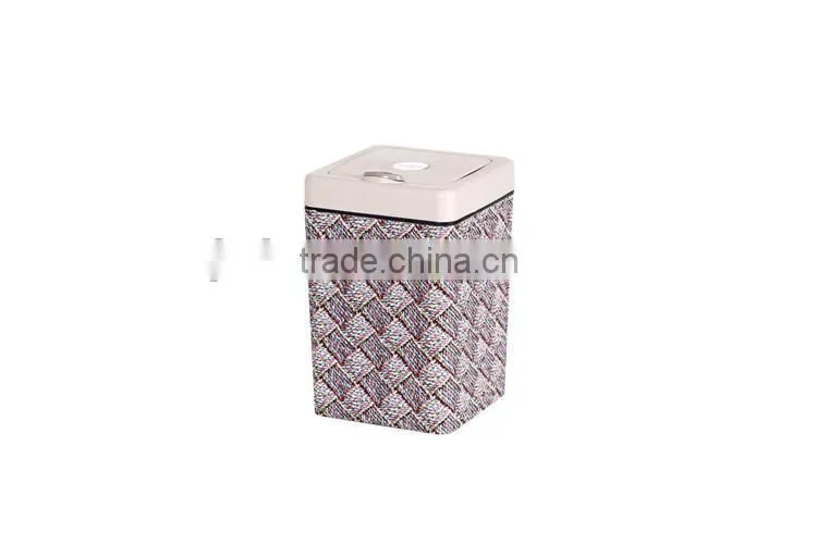 Flip Square Plastic Trash Can Waste Bin Square Container With Lid 13L