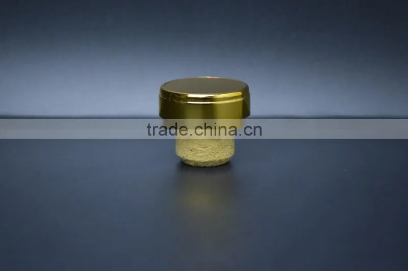 T-shape wooden cork with aluminium cap wine bottle stopper