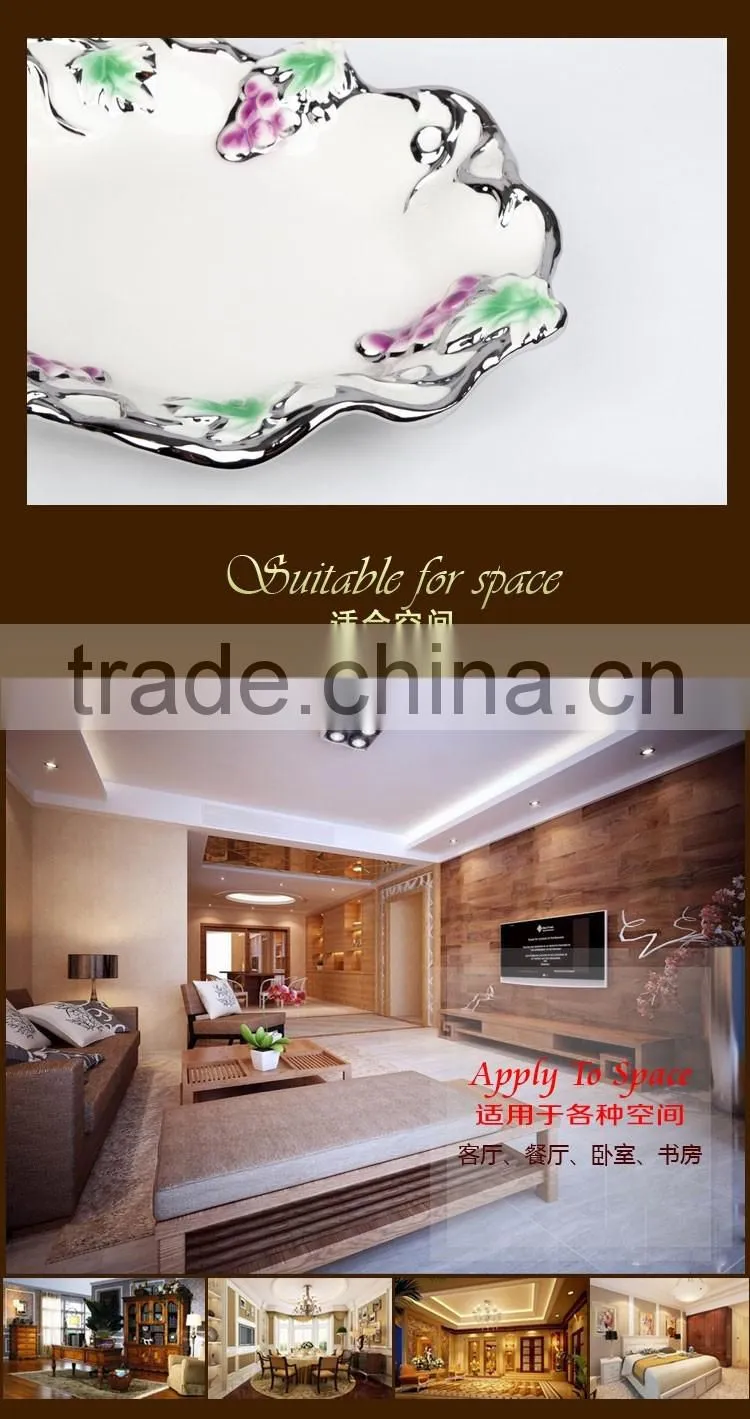 Stock plate and dish ,Fashion Golden Ceramic Decorative Cheap Big Ceramic Plate