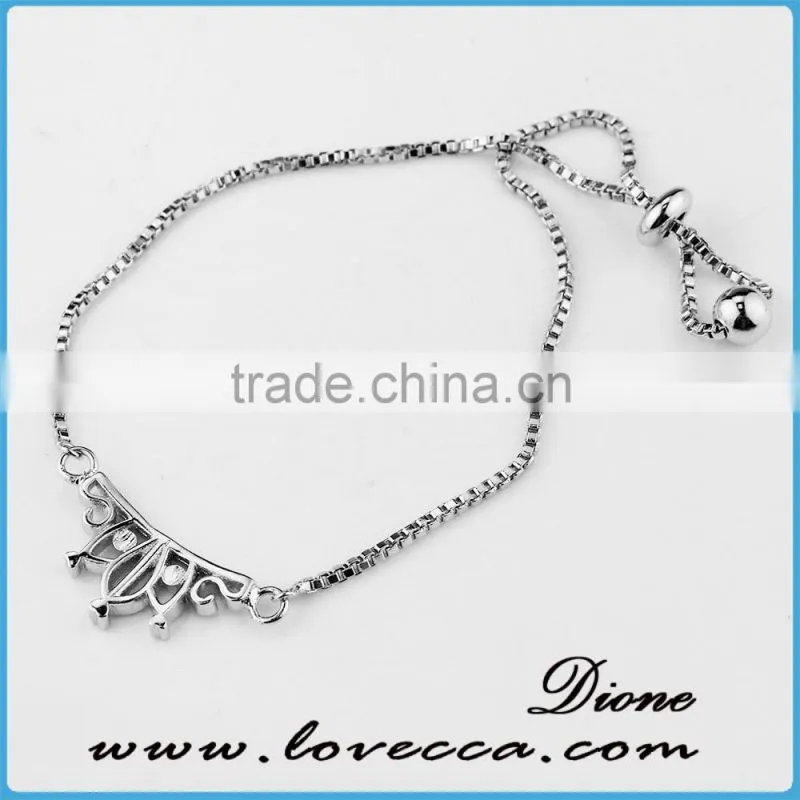 European style silver adjustable micro pave bracelet