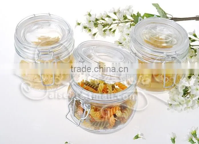 bonbonniere plain clear airtight glass jars with metal clip