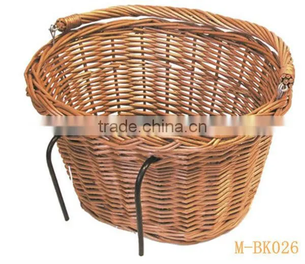 Oval wicker bicycle basket & bicycle accessory