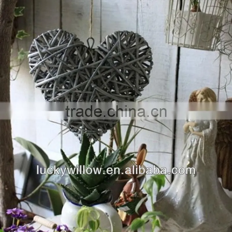 Handmade Large White Woven Wicker Heart for home decoration