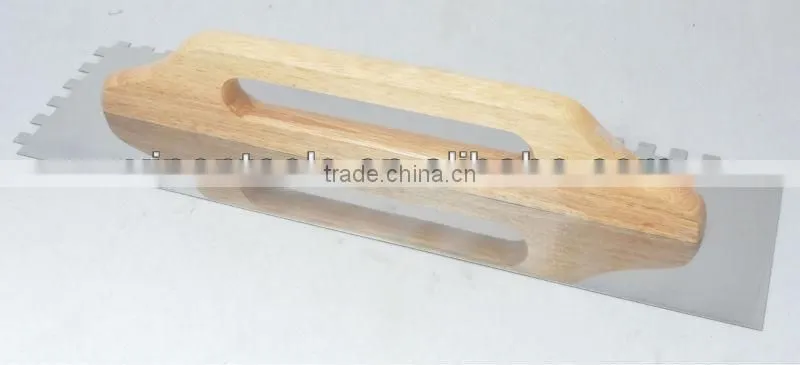 Professional Stainless Steel Notched Trowel with Jumbo wood handle, Plastering trowel, Grout Trowel