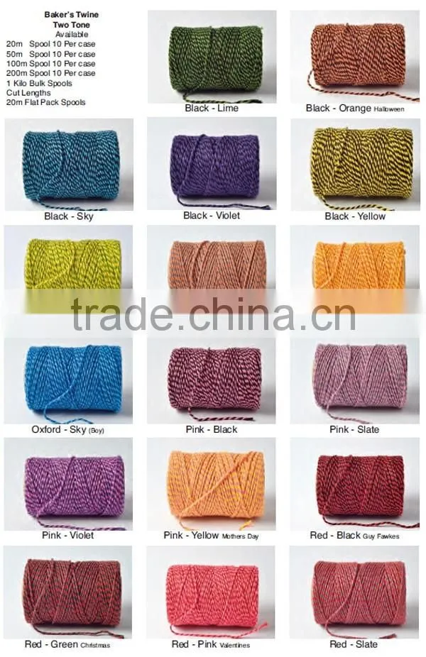 Hot sale black solid cotton packing gift twine bakers twine