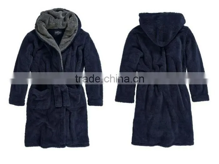 100% polyester shaggy fleece men's robe, men's hoodies bathrobe,fluffy bath robe