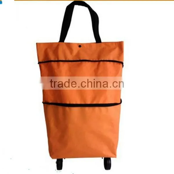 Foldable 600D Oxford trolley shopping bag cart wheel shopping bag