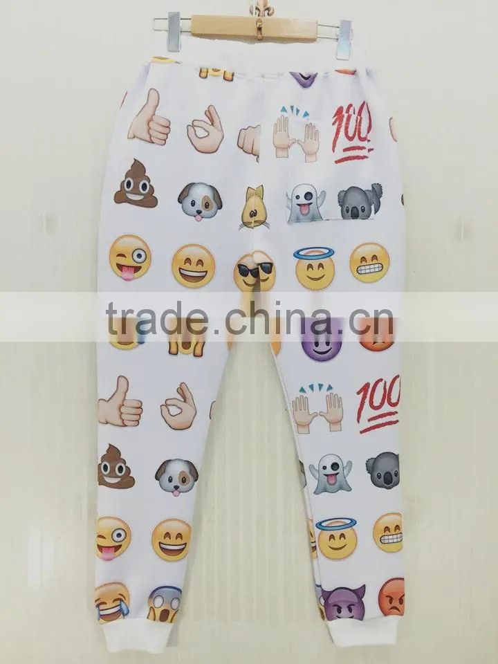 Fashion popular custom printed men emoji jogger pants