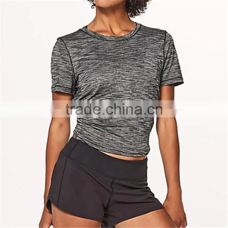 Custom soft blank heather gray bamboo t shirt for womens hot tops in gym