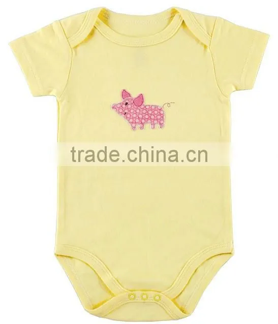 Unisex applique bee summer wear short sleeve wholesale pattern custom made infant cotton baby romper