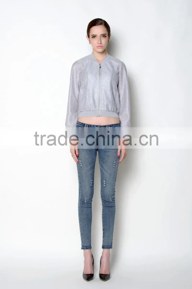 unique comfortable fabric used fashion casual crop style women coat model
